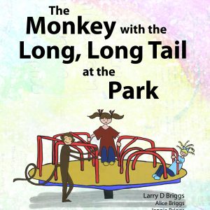 Monkey with the long long tail goes to the park at the park swing slide merry go round